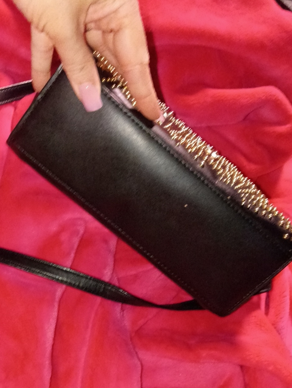 Michael Kors Black Studded Crossbody Bag with Gold Accents - Picture 7 of 9